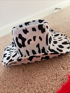 Black & White Leopard Print Cowboy Hat - Unbranded